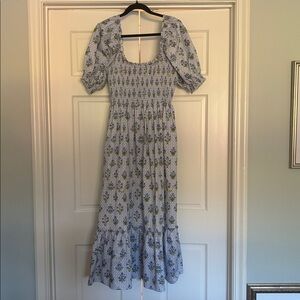 Hill House Louisa Nap Dress, Blue and Green Block Print